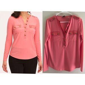 Elie Tahari Satin Trim Interlock Twist Yarn Knit Top Size S NWOT